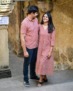 Brick Red Striped Couple