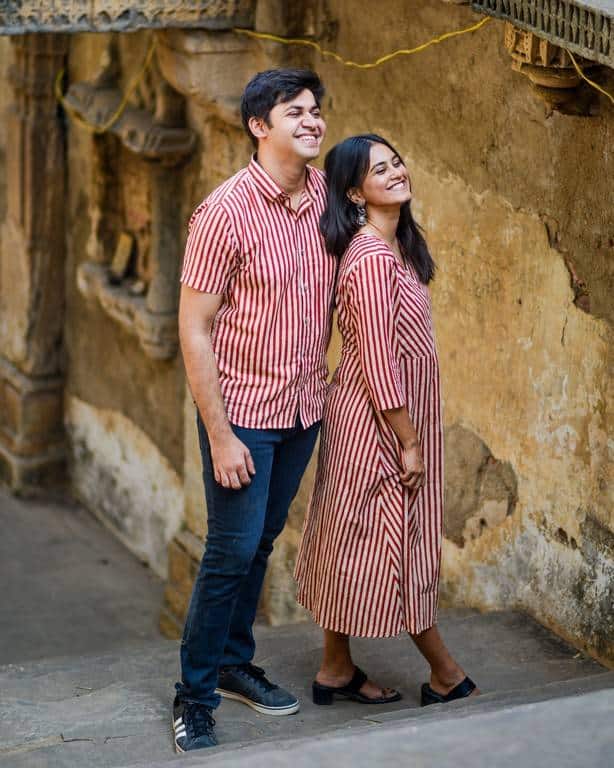 Brick Red Striped Couple