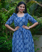 Lollipop Upbeat Blue Frill Nursing Dress