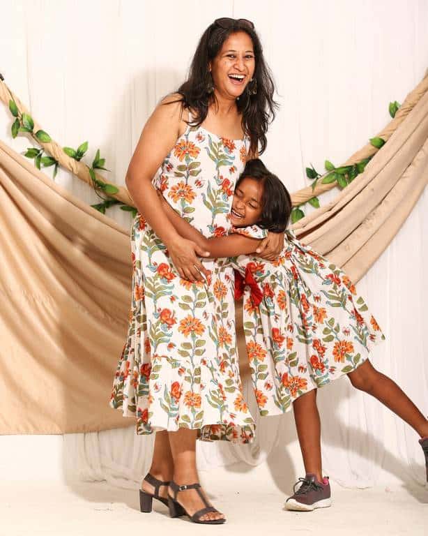 Orchid White Strappy Mother Daughter Twinning