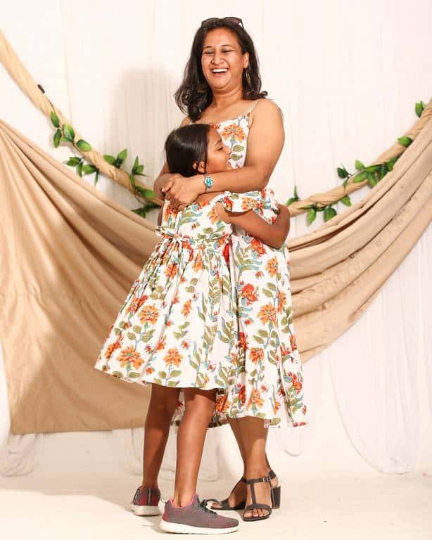 Orchid White Strappy Mother Daughter Twinning