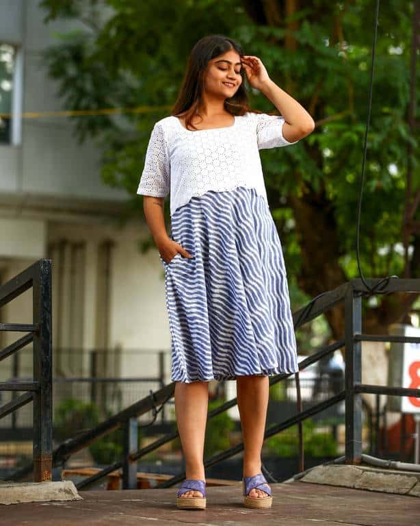 Lilac Ivory White Cutwork Nursing Dress