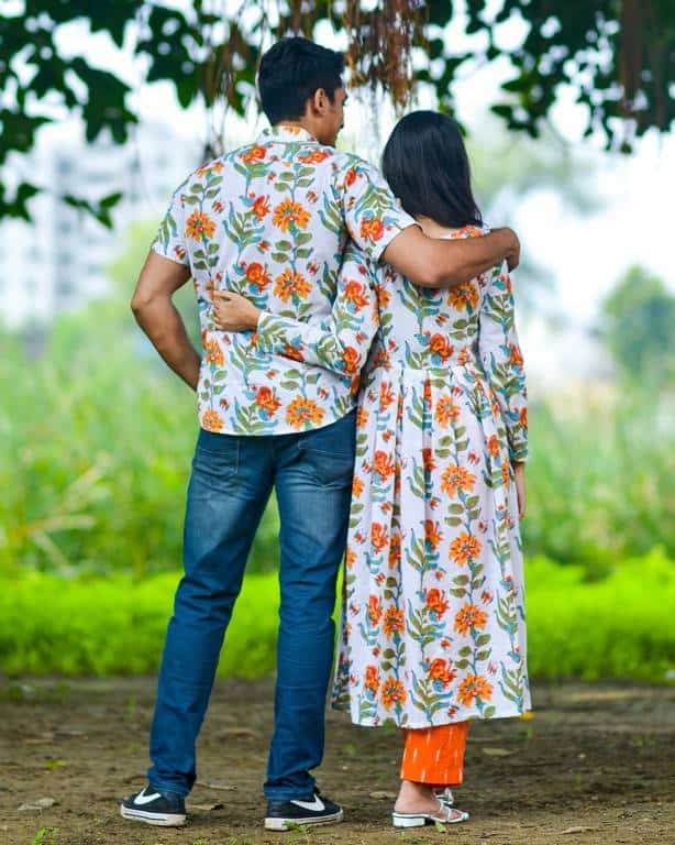 Orchid White Kurta with Pant Couple Set