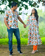 Orchid White Kurta with Pant Couple Set