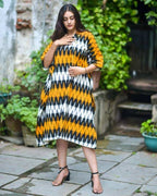 Mustard Yellow Ikat Kaftan Nursing Dress