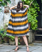 Mustard Ikat Kaftan Kimono Dress