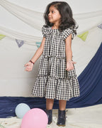 Ikat Checkered Tiered Kids Dress