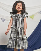 Ikat Checkered Tiered Kids Dress