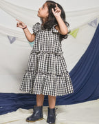 Ikat Checkered Tiered Kids Dress