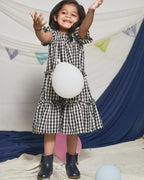 Ikat Checkered Tiered Kids Dress