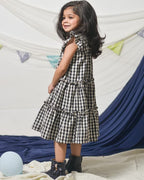 Ikat Checkered Tiered Kids Dress