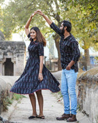 Black Ikat Collared Couple Twinning