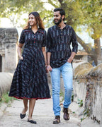 Black Ikat Collared Couple Twinning