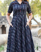Black Ikat Collared Dress
