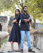 Black Ikat Collared Couple Twinning