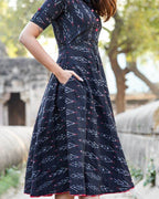 Black Ikat Collared Dress