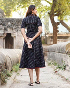 Black Ikat Collared Dress