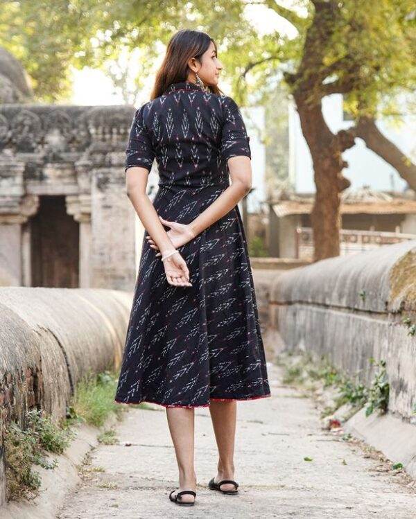 Black Ikat Collared Dress
