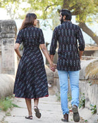 Black Ikat Collared Couple Twinning