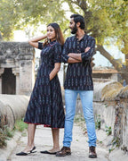Black Ikat Collared Couple Twinning
