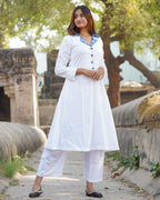 Oceanic White Kurta with Plazzo