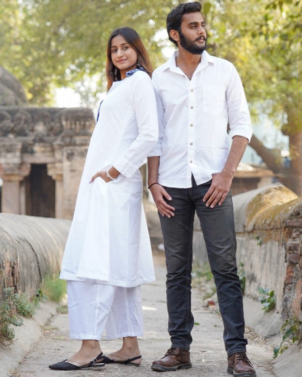 Oceanic White Kurta with Plazzo Couple Set Secondary image