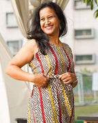 Red Yellow Block Print Jumpsuit