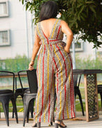 Red Yellow Block Print Jumpsuit