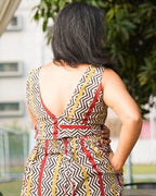Red Yellow Block Print Jumpsuit