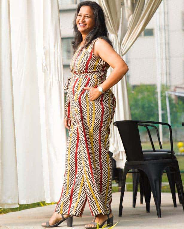Red Yellow Block Print Jumpsuit