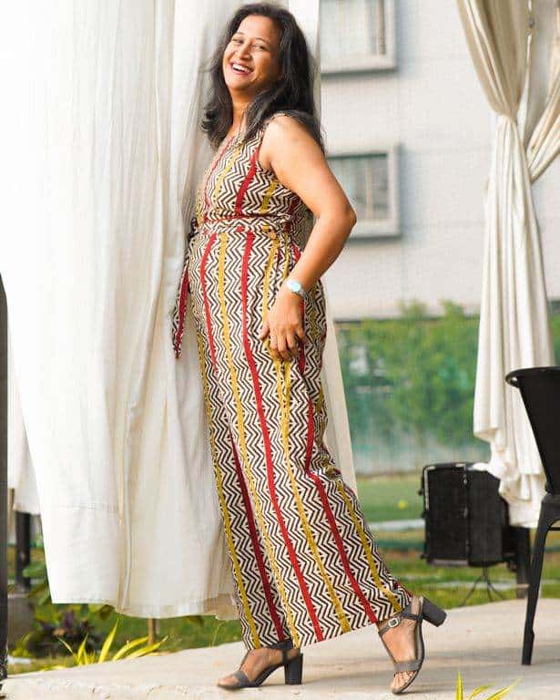 Red Yellow Block Print Jumpsuit