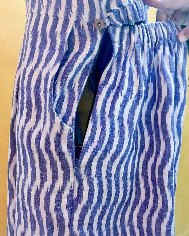 Blue & White Striped Jumpsuit
