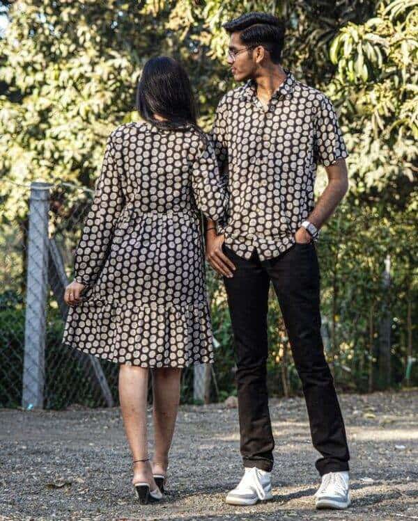 Black Floral Couple Set