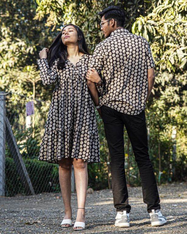 Black Floral Couple Set