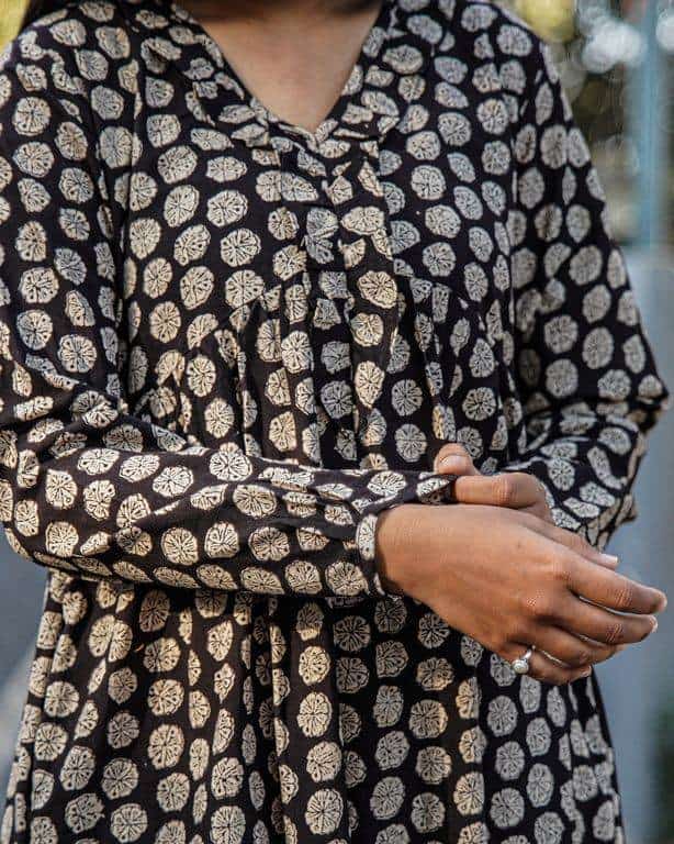 Black Floral Frill Dress