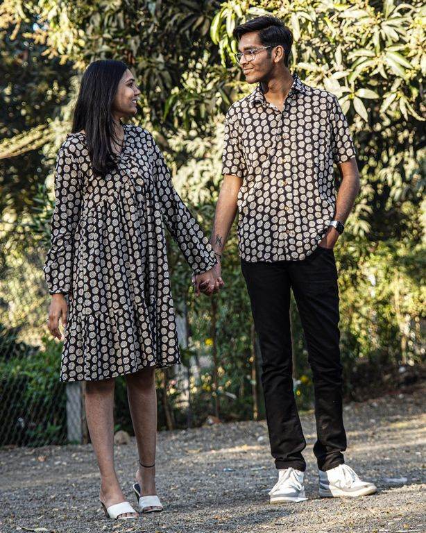 Black Floral Couple Set