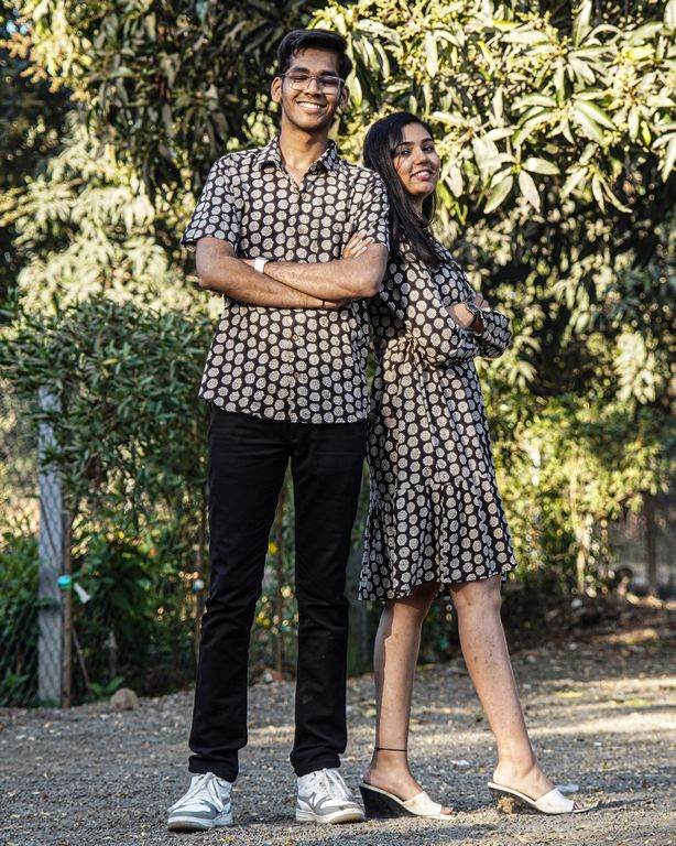 Black Floral Couple Set