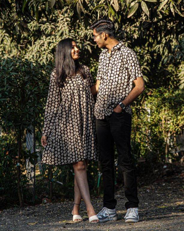 Black Floral Couple Set