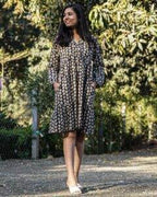 Black Floral Frill Dress