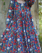 Crimson Blue Floral Short Dress