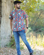 Crimson Blue Floral Shirt