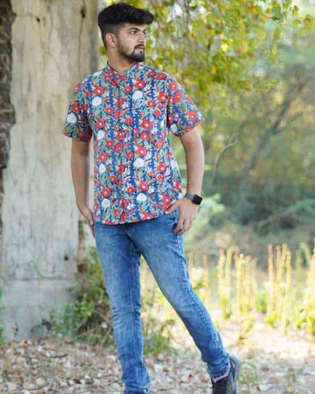 Crimson Blue Floral Shirt
