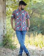 Crimson Blue Floral Shirt