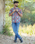 Crimson Blue Floral Shirt