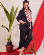 Blooming Black Short Maternity Kurti
