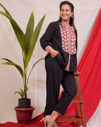 Blooming Black Short Maternity Kurti
