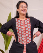 Blooming Black Short Maternity Kurti