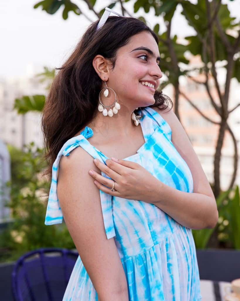 Blue Shibori Tie Up Dress