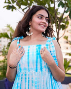 Blue Shibori Tie Up Dress