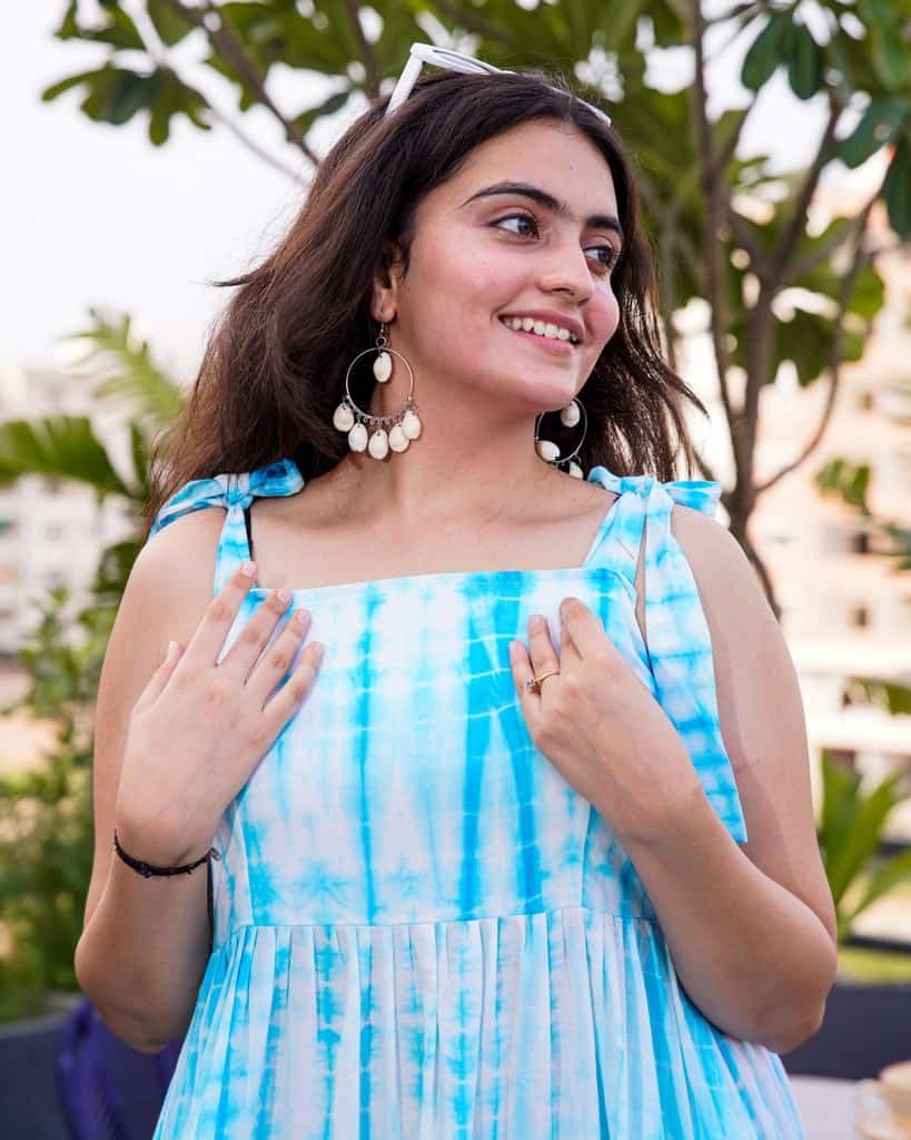 Blue Shibori Tie Up Dress